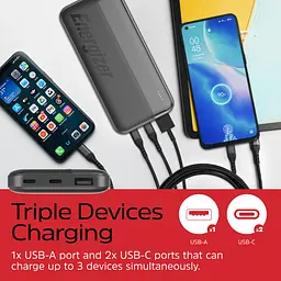 УМБ Energizer 10000mAh 15W, USB-А, 2хUSB-C Black - мініатюра 6