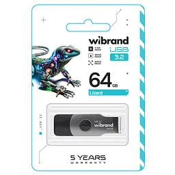 Флеш-накопичувач Wibrand USB 3.2 Gen1 Lizard 64GB чорний - мініатюра 2