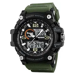 Чоловічий наручний годинник 012AG Ваше лого Чорні з зеленим + Коробка Patriot acs0031017 - мініатюра 2