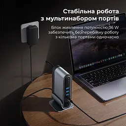 USB-Хаб Baseus UnionJoy 17-Port Triple-Display Docking Station Space Grey (B00532304811-00) - мініатюра 14