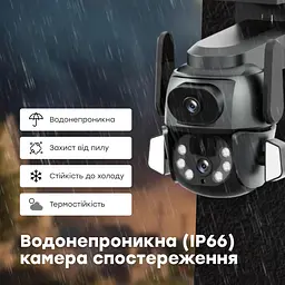IP PTZ-відеокамера з WiFi 4Mp (2*2Mp) Light Vision VLC-9692WI10ZL f=4+8mm, ІЧ+LED-підсвічування, з мікрофоном (75-00205) - мініатюра 7