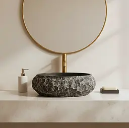 Умивальник Rea Mika накладний 50x38 см gabro black matt REA-U0634 - мініатюра 5