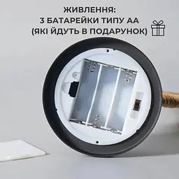 Світильник Півмісяць з живленням від батарейок металева основа скляна кулька, конопляна мотузка - мініатюра 5