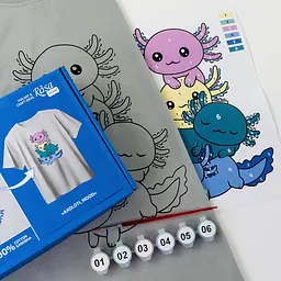 Футболка-розмальовка, Axolotl Mood , бавовна 100%, сіра, розмір M, ROSA Talent - мініатюра 4