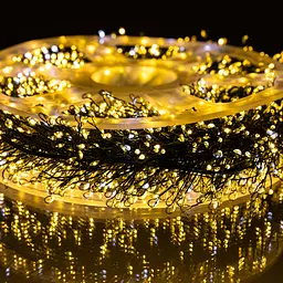 Новорічна гірлянда кімнатна роса 100 м 3000 LED Хвойна лапа зелений провід Жовтий Garlando D3000L100MGY - мініатюра 2
