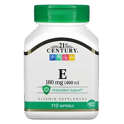 Витамин Е Vitamin E 180 mg (400 IU) 110 капсул 21st Century vit0006338