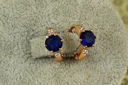 Сережки дитячі Xuping Jewelry глобус із синім каменем 1,2 см золотисті - мініатюра 2