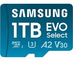 Карта пам'яті Samsung EVO Select microSDXC 160MB/s Full HD & 4K UHD, UHS-I, U3, A2, V30 1Tb + SD-adapter (MB-ME1T0SA/AM) - мініатюра 2