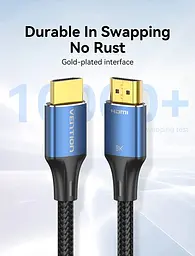 Кабель HDMI M - M, 1.5 м, V2.1, 8K 60Гц обплетення, Синій Aluminum Alloy Type Vention - мініатюра 3