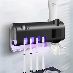 Стерилізатор тримач для зубних щіток на 4 секції з дозатором Multi-function Toothbrush Sterilizer UV, Yu Xin Чорний 86601 - мініатюра 6