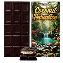 Шоколад чорний Lorizio з кокосовою начинкою "COCONUT PARADISE" 190 г - мініатюра 2