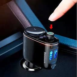 FM блютуз модулятор трансмітер Baseus Lokomotive S-06 CCALL-RH01 адаптер + зарядний пристрій чорний - мініатюра 7
