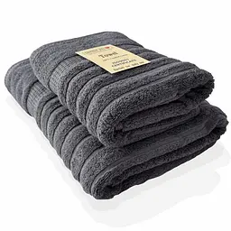 Набір 2 жакардові рушники Lovely Svi для ванної, на подарунок, 70 х 140 см и 50 × 90 см Oxford Stripe сірий (341124)