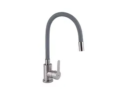 Змішувач Brinex на мийку сірий Pure 015F3 (k35) з гнучким виливом BRIPUR015F3NKG