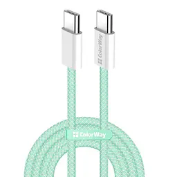 Кабель ColorWay USB Type-C + Type-C (M/M), 3.0 А, 1 м, Зелений (CW-CBPDCC061-G)