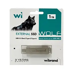 Зовнішній накопичувач SSD, 1Tb, Wolf, Silver Wibrand teh0028569 - мініатюра 2