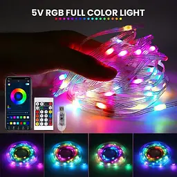 Світлодіодна стрічка 10M Bluetooth Dream Color Fairy Lights 5V USB RGB IC Водонепроникні різдвяні вогні - мініатюра 3