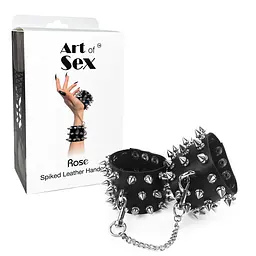 Наручники із шипами Art of Sex - Rose Spiked Leather Handcuffs, натуральна шкіра - мініатюра 4