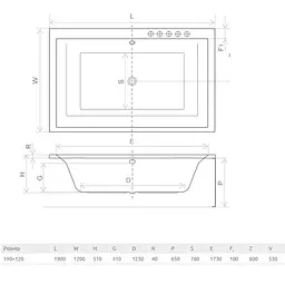 Ванна акрилова Radaway Itea Lux 190x120 + ніжки (WA1-29-190x120U) - мініатюра 2