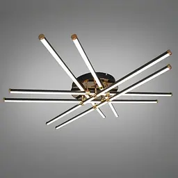 Стильна стельова LED-люстра для залу Diasha SX8258/6BK, чорно-золота, 107 см, 140 W