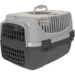Переноска для котів і собак Irak Plastik PT-105 чорно-сіра