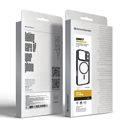Чехол Apple iPhone 17 Pro, Unit MagSafe, черный, прозрачный, магсейф, противоударный, магнитный, панель-накладка с поддержкой MagSafe, с поддержкой беспроводной зарядки, TPU+PC, защита всего корпуса, ударопрочный, ArmorStandart (ARM86289) - мініатюра 6