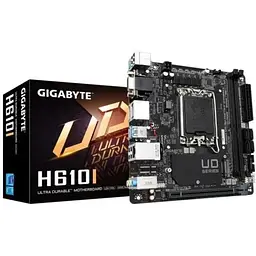 Материнська плата LGA1700, Gigabyte H610I, H610, 2xDDR5, Int.Video(CPU), 4xSATA3, 1xM.2, 1xPCI-E 4.0 x16, ALC997, Intel GLan, 4xUSB3.2/6xUSB2.0, VGA/HDMI/2xDP, Mini-ITX