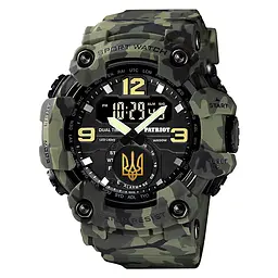 Наручний годинник чоловічий 004CMGRUAGD Тризуб золото Зелений камуфляж + Коробка. Patriot acs0031053 - мініатюра 6