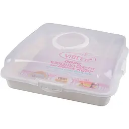 Тортівниця пластикова Violet House 0036 Каризма Powder квадратна з кришкою 13х38х38 см 