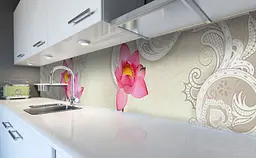 Кухонний фартух Лотос Орнамент ПВХ 60х250 см вініловий самоклеючий Абстракція Бежевий Happy Pocket Z184402 - мініатюра 5
