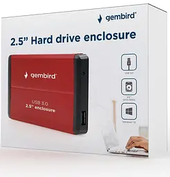 Зовнішня кишеня Gembird EE2-U3S-2-R для 2.5 SATA дисків, USB 3.0 (EE2-U3S-2-R) - мініатюра 4