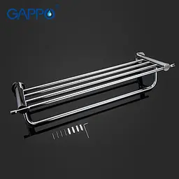 Полиця з тримачем для рушників Gappo G1824, 580 мм, Хром - мініатюра 5