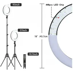 Тримач з кільцевим освітленням Grand ZM448 18" 180 см Tripod Stand лампа зі штативом - мініатюра 5