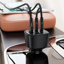 Автомобільний зарядний пристрій Acefast B18 200W(2USB-C+USB-A)fast car charger Black (6974316285953) - мініатюра 6