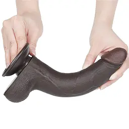 Фалоімітатор Sliding-Skin Dual Layer Dong 8.5'' 22 см чорний - мініатюра 5