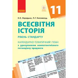 Всесвітня історія 11 клас. Календарно-тематичний план. Рівень стандарту - Олег Охредько