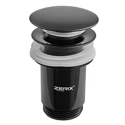 Донний клапан для раковини Zerix BV-01 з переливом автоматичний Click-Clack 1 1/4″ black ZX6016