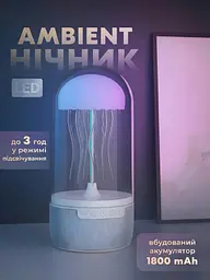 Креативна Bluetooth колонка з підсвічуванням RGB Медуза, 7 кольорів LED, Колонка-нічник з хорошим звучанням, Біла (2082387841) - мініатюра 2