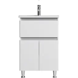 Тумба з умивальником Am.Pm X-Joy 55 см підлогова 1 ящик білий M85-FSX0553-WC0553WG38, Білий - мініатюра 1