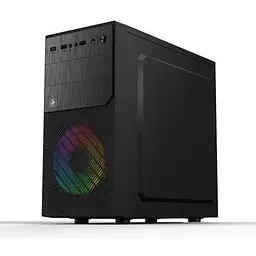 Корпус 2E BASIS чорний, без БЖ, Mini Tower, для Micro ATX / Mini ITX, 2xUSB 2.0, 1xUSB 3.0, 1x120 ARGB Fan, 191x358x361 мм, 2.3 кг
