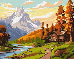 Картина за номерами Гірський будинок. Пейзаж 40x50 см Ідейка KHO 6339