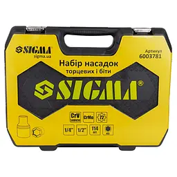 Набір інструментів Sigma насадок торцевих та с1/4" 1/2" 114шт CrV (6003781) - мініатюра 2