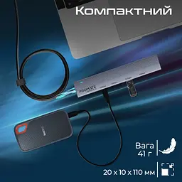 Концентратор Promate USB Hub 4 ports litehub-pro (litehub-pro) - мініатюра 6