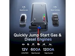 Автономний пусковий пристрій (бустер) BASEUS PrimeTrip VJ1 Supercapacitor Car Jump Starter Cosmic Black (C00269000121-00) - мініатюра 12