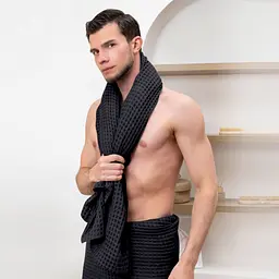 Рушник вафельний Cosas Black Greek Waffle 45x90 см (Towel_00Black_GreekWaffle_45x90) - мініатюра 6