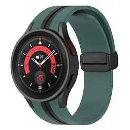 Ремінець для Samsung Galaxy Watch 4 Classic 42mm - темно-зелено-чорний ширина кріплення 20мм силікон Watchbands Cls-line-black (W36-3WB62202667) - мініатюра 2