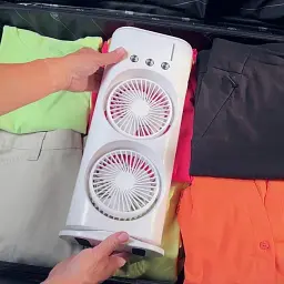 Вентилятор настільний подвійний з охолодженням Double-ended Spray Fan LED-підсвітка 3 швидкості пульт - мініатюра 8