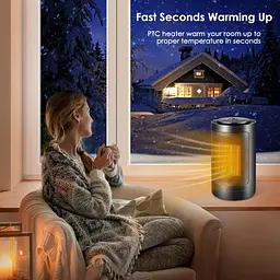 Електричний обігрівач Fane Brivennor, 750/1500 Вт, для приміщень, швидкий, 70°, коливальний, портативний, 3-кратний, захисний, кер - мініатюра 2