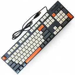 Клавіатура HOCO GM61 дротова мембранна Phantom (3-Color 104 клавіші), USB, (Ukrainian version), сіро-біла з помаранчевим - мініатюра 1