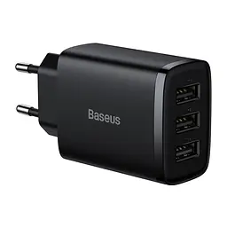 Зарядний пристрій Baseus Compact, 3xUSB-A, чорний (CCXJ020101)